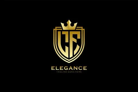 Initial LF elegant luxury monogram logo or badge template with scrolls and .. Stock Illustration