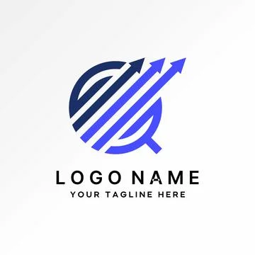 Initial line GQ or G three arrows tranding increase monogram typography brand Stock Illustration