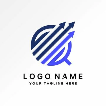 Initial line Q font three arrows tranding increase monogram typography brand Stock Illustration