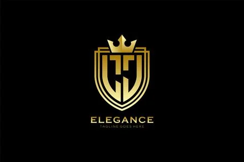 Initial LJ elegant luxury monogram logo or badge template with scrolls and .. 库存插图