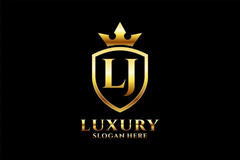 Initial LJ elegant luxury monogram logo or badge template with scrolls and .. 库存插图