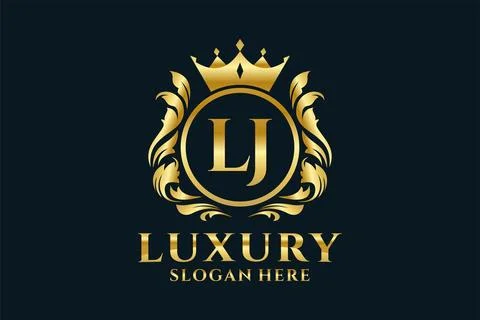 Initial LJ Letter Royal Luxury Logo template in vector art for luxurious br.. 库存插图