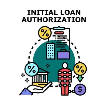 Initial loan authorization application process concept illustration Stock Illustration