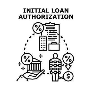 Initial loan authorization application process concept illustration Stock Illustration