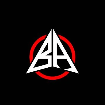 Initial logo arrow B A White color with red ring isolated on black background Stock Illustration