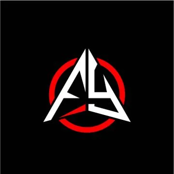 Initial logo arrow F Y White color with red ring isolated on black background Stock Illustration