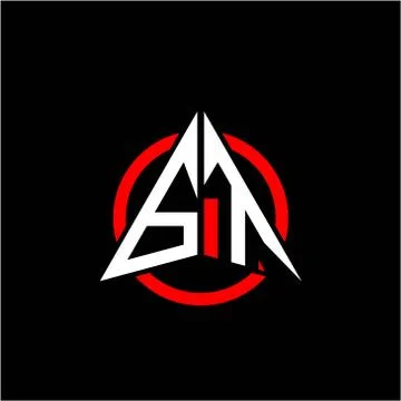 Initial logo arrow G T White color with red ring isolated on black background 스톡 일러스트