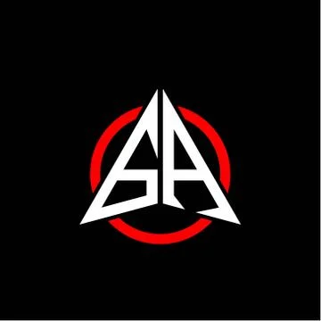 Initial logo arrow G A White color with red ring isolated on black background Stock Illustration