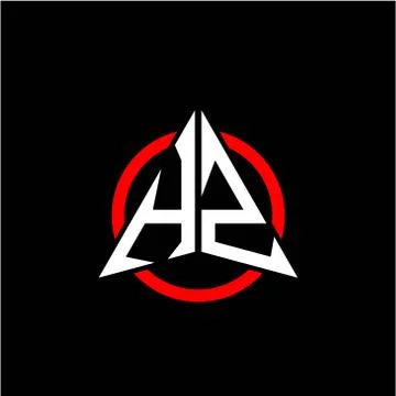 Initial logo arrow H Z White color with red ring isolated on black background Stock Illustration