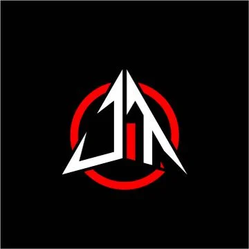 Initial logo arrow J T White color with red ring isolated on black background Stock Illustration