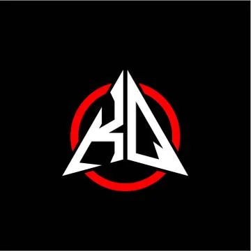 Initial logo arrow K Q White color with red ring isolated on black background Stock Illustration