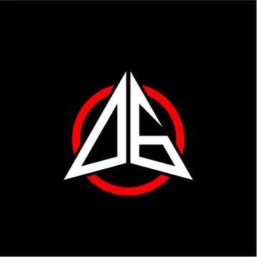 Initial logo arrow O G White color with red ring isolated on black background Stock Illustration