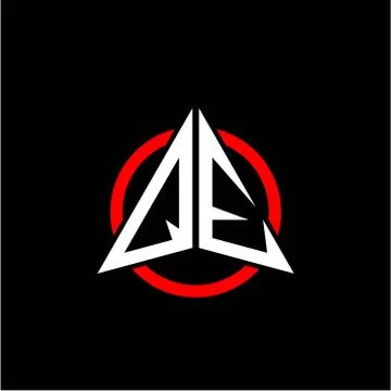 Initial logo arrow Q E White color with red ring isolated on black background Stock Illustration
