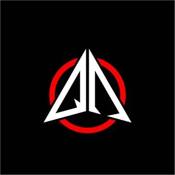 Initial logo arrow Q N White color with red ring isolated on black background Stock Illustration