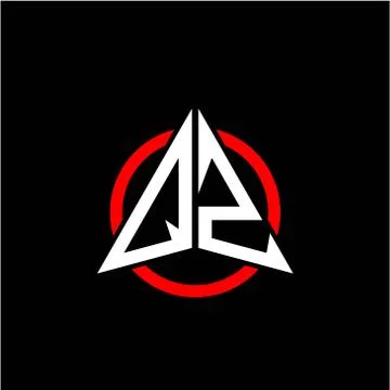 Initial logo arrow Q Z White color with red ring isolated on black background Illustrazione stock