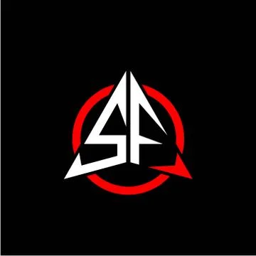 Initial logo arrow S F White color with red ring isolated on black background Stock Illustration
