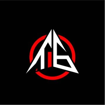 Initial logo arrow T G White color with red ring isolated on black background Stock Illustration