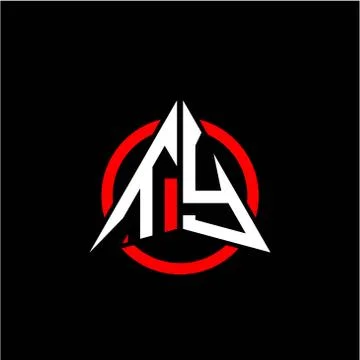 Initial logo arrow T Y White color with red ring isolated on black background Stock Illustration