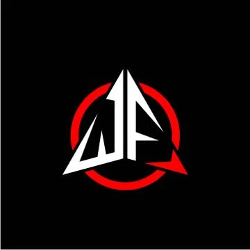Initial logo arrow W F White color with red ring isolated on black background Stock Illustration