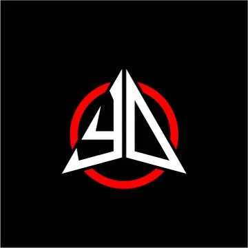 Initial logo arrow Y O White color with red ring isolated on black background Stock Illustration