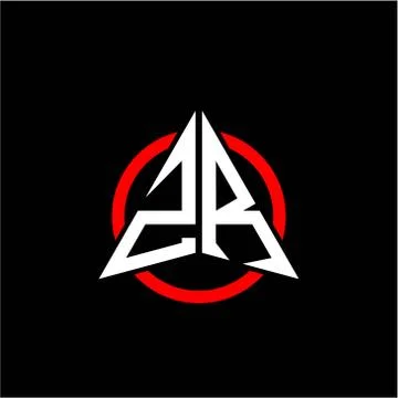 Initial logo arrow Z R White color with red ring isolated on black background Stock Illustration