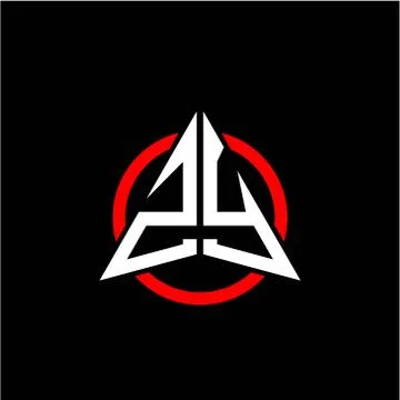 Initial logo arrow Z Y White color with red ring isolated on black background Stock Illustration