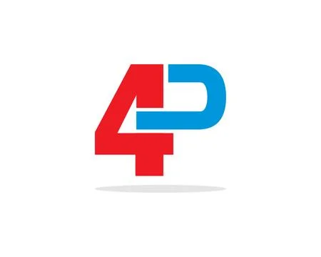 Initial logo, combining letter and number, P and 4, red blue Stock Illustration