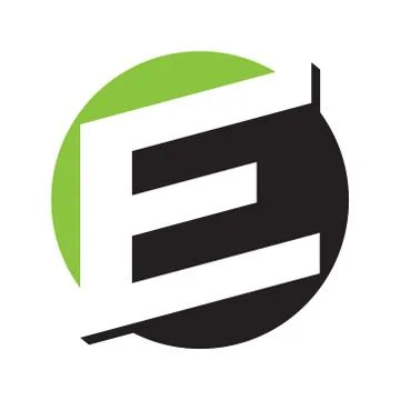 Initial logo E inside circle negative space vector logo Stock Illustration