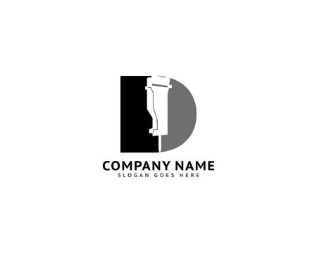 Initial logo letter D with icon stone breaker vector design Stock Illustration