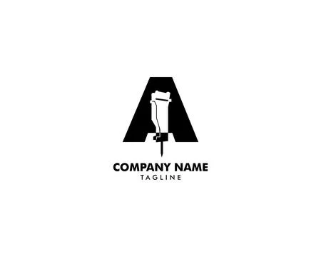 Initial logo letter A with icon stone breaker vector design Stock Illustration