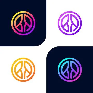 Initial logo RB letter designs, BR creative modern unique colorful icons. Stock Illustration