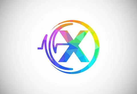 Initial low poly X alphabet with health pulse. Heartbeat logo design. Logo .. Stock Illustration