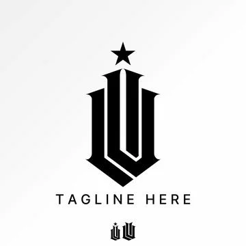 Initial LUI or LVI font gothic guard line aesthetic art taper monogram brand Illustrazione stock