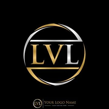 Initial LVL serif font circle swoosh fast emblem style element professional Stock Illustration