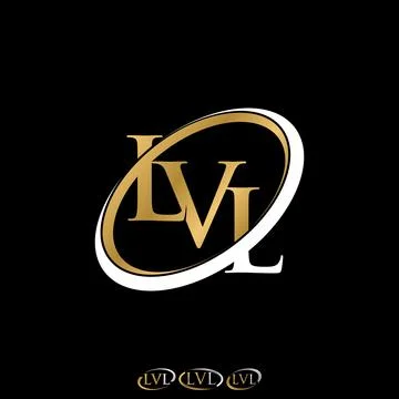 Initial LVL serif font on cut ellipse swoosh accent style element fast motion Stock Illustration