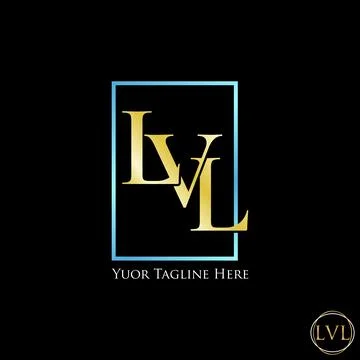 Initial LVL serif font line square swoosh accent style element icon ornament Stock Illustration