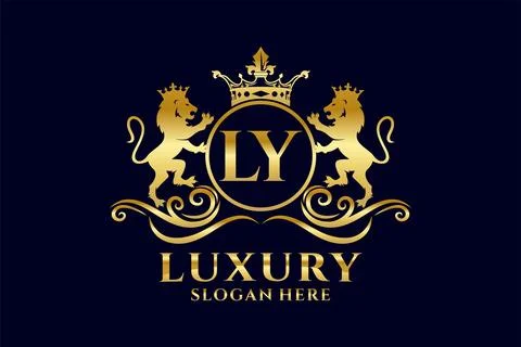 Initial LY Letter Lion Royal Luxury Logo template in vector art for luxurio.. Stock Illustration