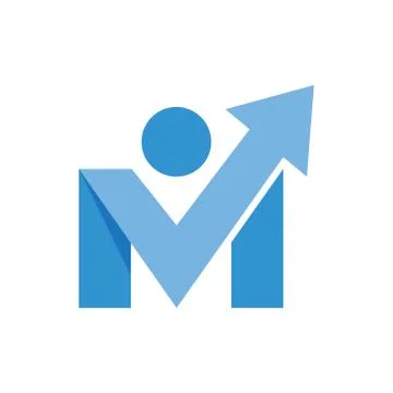 Initial M, abstract, people, arrow, chart vector logo icon Stock Illustration