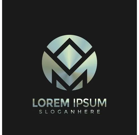 Initial M Circle Metal Modern Logo Designs Vector Illustration Template Stock Illustration