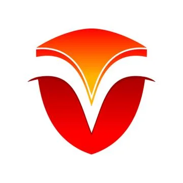 Initial M Curves Modern Shield Symbol Logo Design Stock Illustration