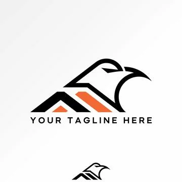 Initial M font line bird head eagle hawk monogram animal hunter wild strength Ilustração Stock
