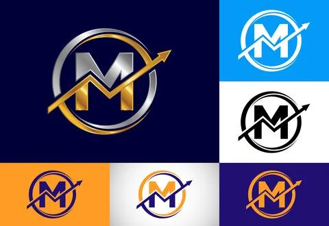 Initial M monogram alphabet symbol design incorporated with the arrow. Fina.. Stock Illustration