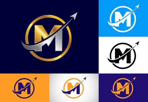 Initial M monogram alphabet symbol design incorporated with the arrow. Fina.. Stock Illustration
