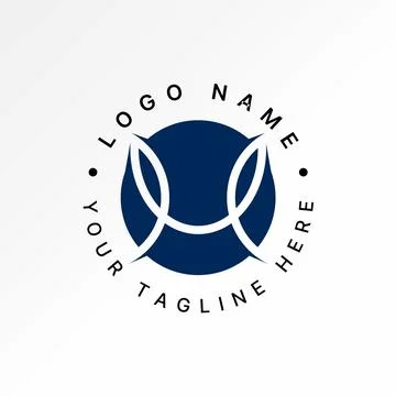 Initial M or EM font ME unique line circle leaves monogram typography brand Stock Illustration
