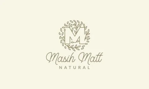 Initial M or letter M with leaf  ornament on circle luxury modern logo Illustration