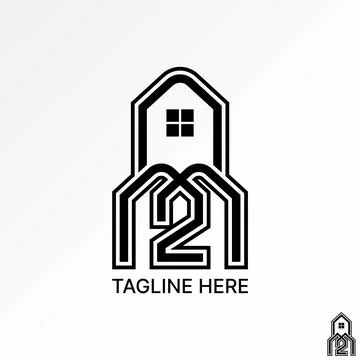 Initial M2 N2N N2M font line roof house home consulting architect real estate Illustrazione stock