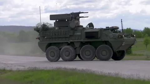 The Initial Maneuver Short Range Air Defense System(IM-SHORAD) 010 Video stock 162055681