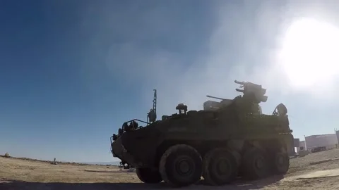 The Initial Maneuver Short Range Air Defense System(IM-SHORAD) 015 Video stock 162055732