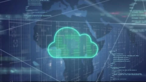 Initial map starting neon cloud brightening, filling with pulsing data to show Stock Footage 335739565