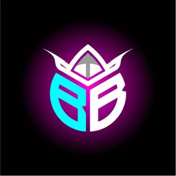 Initial minimalist B B Monogram logo letter with halloween edition mask vecto Stock Illustration